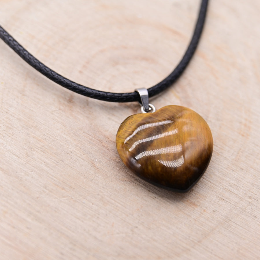 Pendentif Coeur Oeil de Tigre "Confiance en Soi"