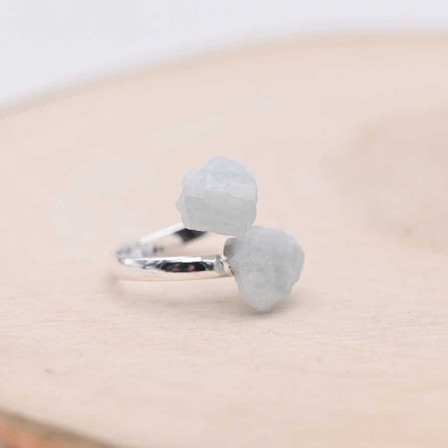 Bague Aigue-Marine Brute "Clarté" - Ajustable