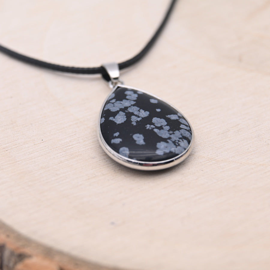 Pendentif Obsidienne Neige "Équilibre"