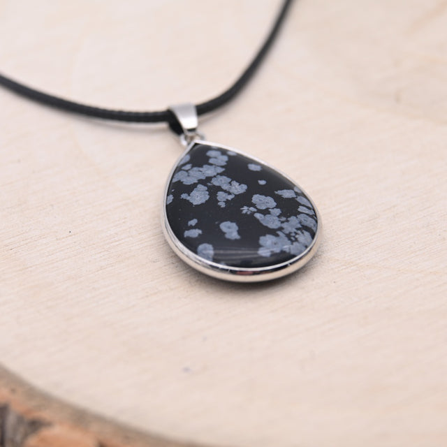 Pendentif Obsidienne Neige "Équilibre"