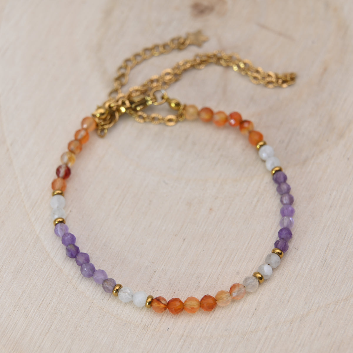 Bracelet Facetté Améthyste - Cornaline & Cristal de Roche