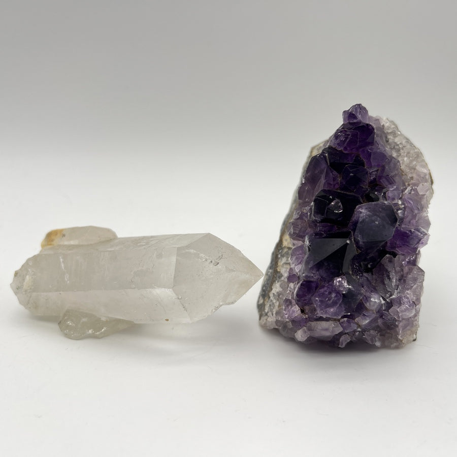 Lot de Minéraux - Géode d'Améthyste + Pointe de Quartz - LOT6