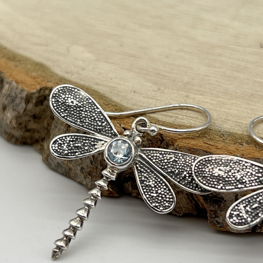 Boucles d'oreilles Topaze & Argent 925 - Forme Libellule - Déstockage