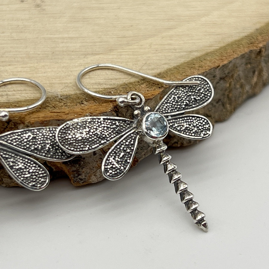 Boucles d'oreilles Topaze & Argent 925 - Forme Libellule - Déstockage