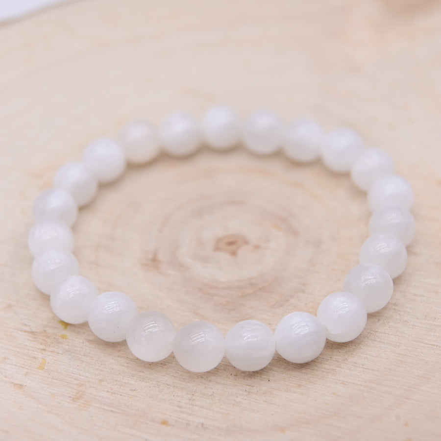 [RARE] Bracelet en Sélénite 8mm "Purification et Harmonie" - Extra