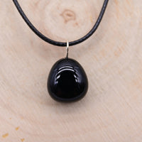 Pendentif Roulé Agate Noire "Ancrage"