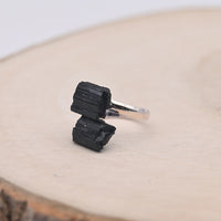 Bague Tourmaline Noire Brute "Protection" - Ajustable