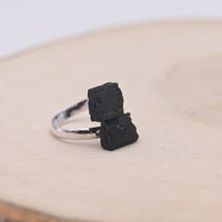 Bague Tourmaline Noire Brute "Protection" - Ajustable