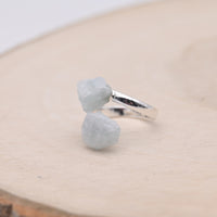 Bague Aigue-Marine Brute "Clarté" - Ajustable