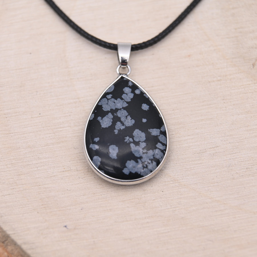 Pendentif Obsidienne Neige "Équilibre"