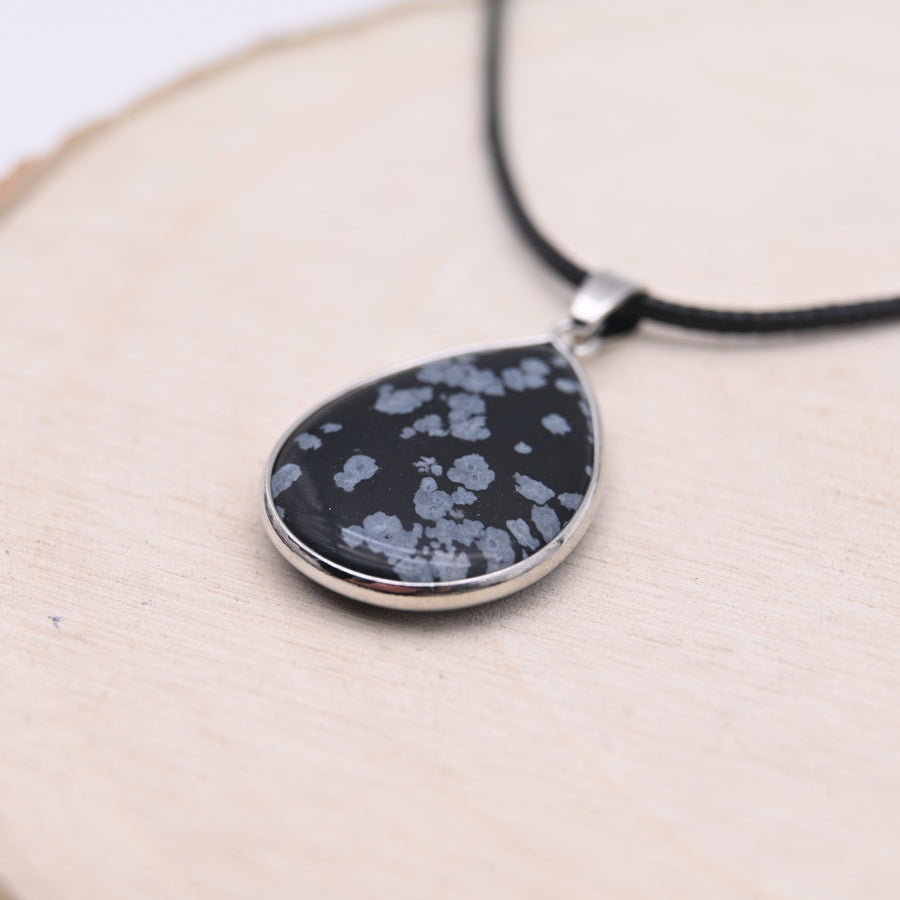 Pendentif Obsidienne Neige "Équilibre"