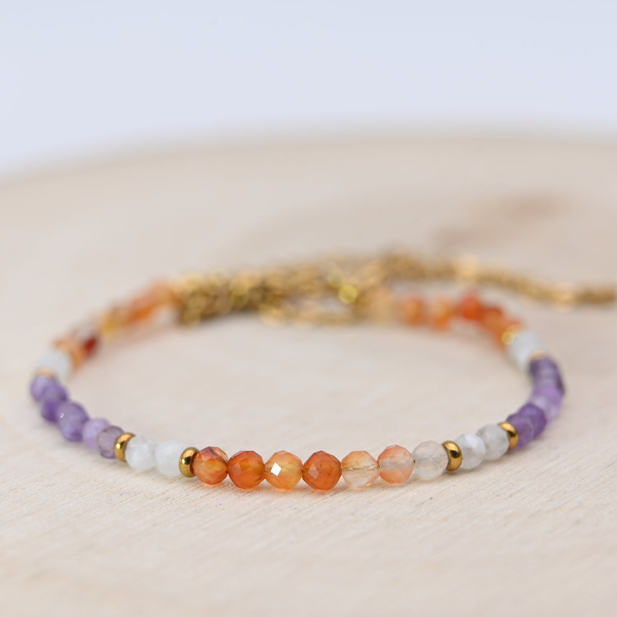 Bracelet Facetté Améthyste - Cornaline & Cristal de Roche