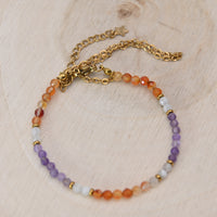Bracelet Facetté Améthyste - Cornaline & Cristal de Roche