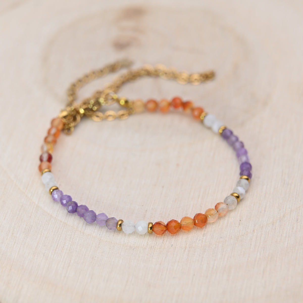 Bracelet Facetté Améthyste - Cornaline & Cristal de Roche