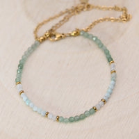 Bracelet Facetté Amazonite, Aventurine Verte & Cristal de Roche
