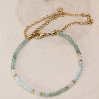 Bracelet Facetté Amazonite, Aventurine Verte & Cristal de Roche