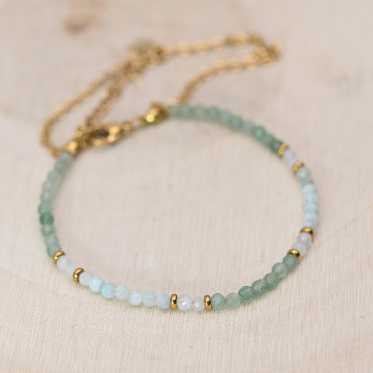Bracelet Facetté Amazonite, Aventurine Verte & Cristal de Roche