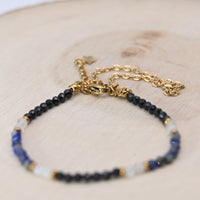 Bracelet Facetté Lapis Lazuli, Spinelle Noire et Cristal de Roche