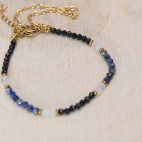 Bracelet Facetté Lapis Lazuli, Spinelle Noire et Cristal de Roche