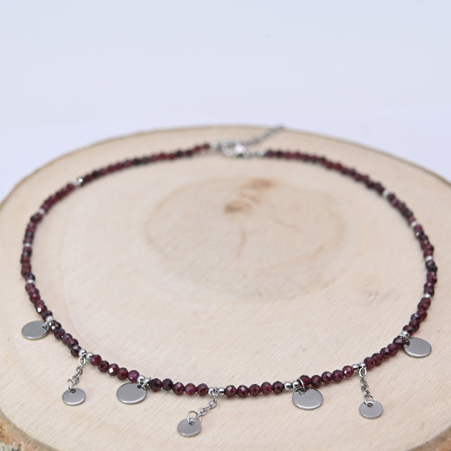 Collier Facetté Grenat