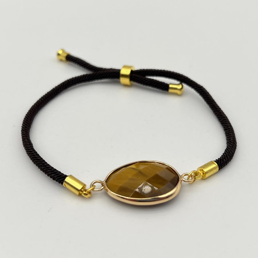 Bracelet Oeil de Tigre "Confiance en Soi" - Style Facetté - Déstockage