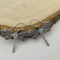 Boucles d'oreilles Topaze & Argent 925 - Forme Libellule - Déstockage