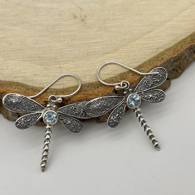 Boucles d'oreilles Topaze & Argent 925 - Forme Libellule - Déstockage